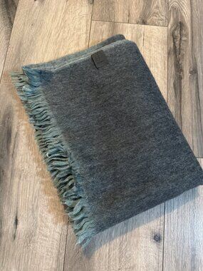 Bufandy Alpaca Blend Ombre Scarf With Fringe - Grey & Blue Tones - 79"x27"